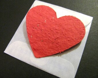 10 Plantable Valentine Heart Cards -Recycled paper scraps mixed with wildflower seeds