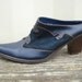 Western Blue Suede Mules Slides Clogs Cowboy Heels