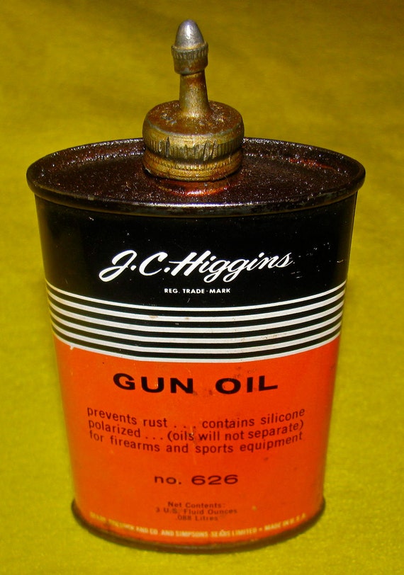 Vintage Lead Top J.C. HIGGINS Advertising Gun Oil Can Tin