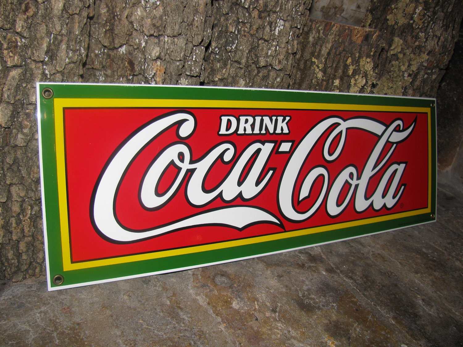 1989 Coca Cola Porcelain Enamel Sign / Soda / Coke