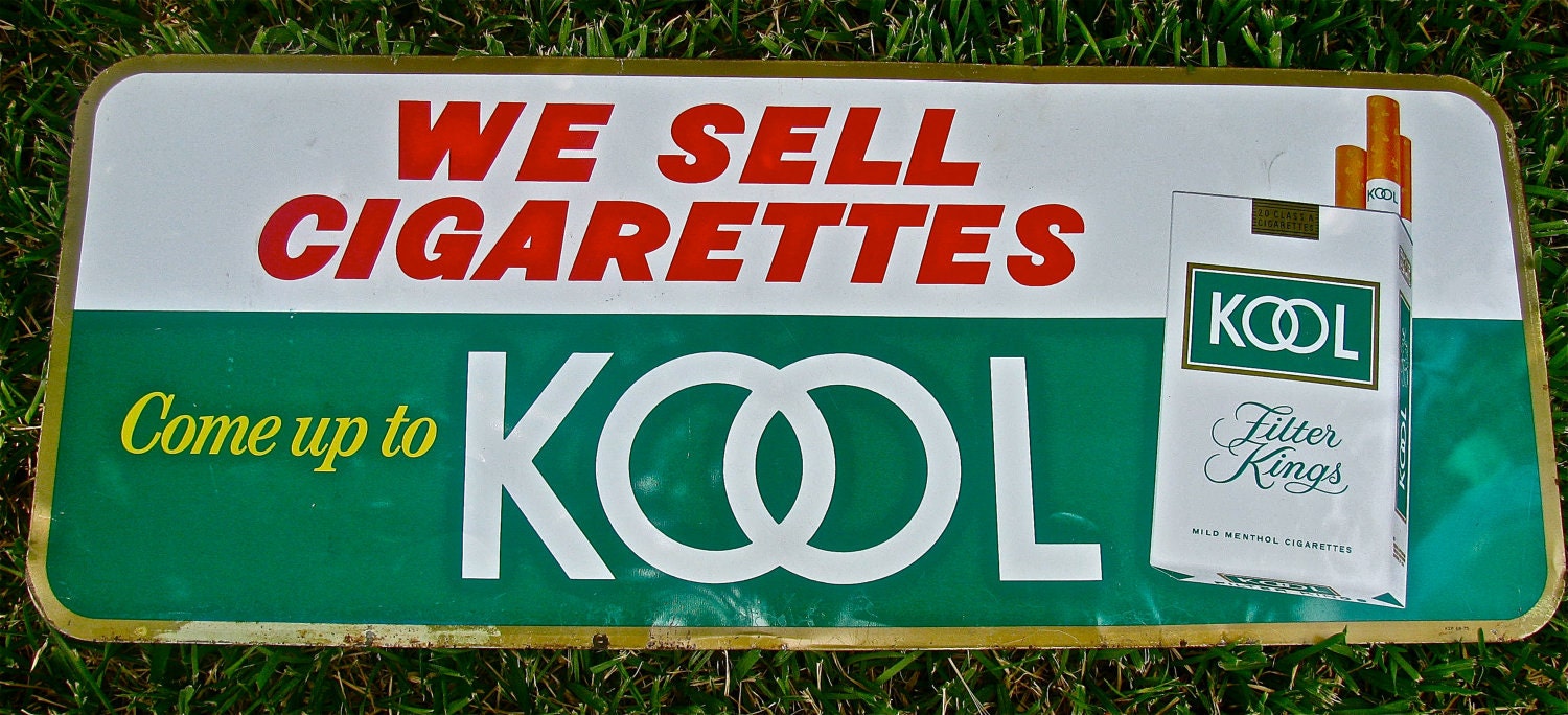 Vintage Kool Cigarette Tobacco Tin / Metal Advertising Sign