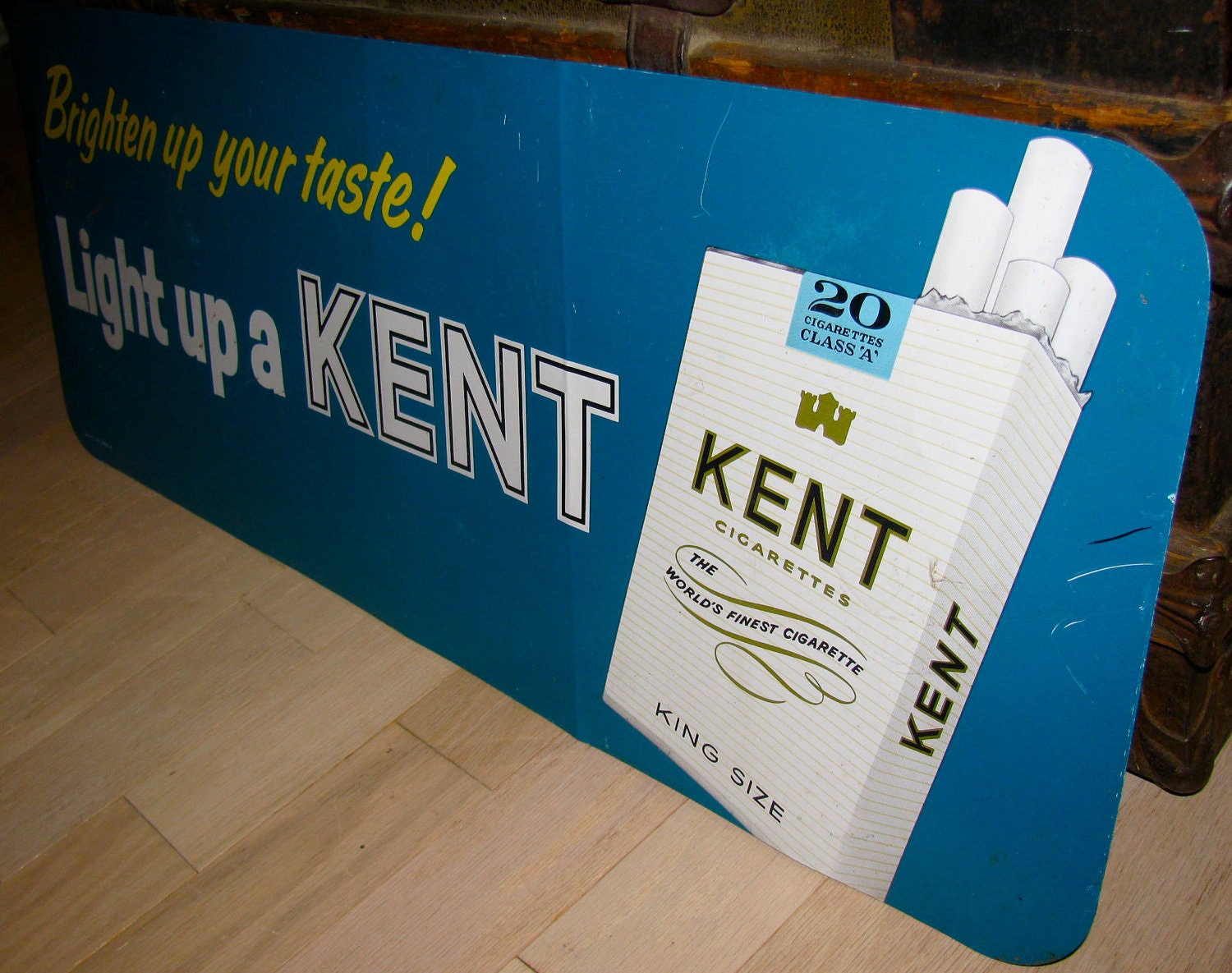 Vintage KENT Cigarette Tobacco Tin / Metal Advertising Sign