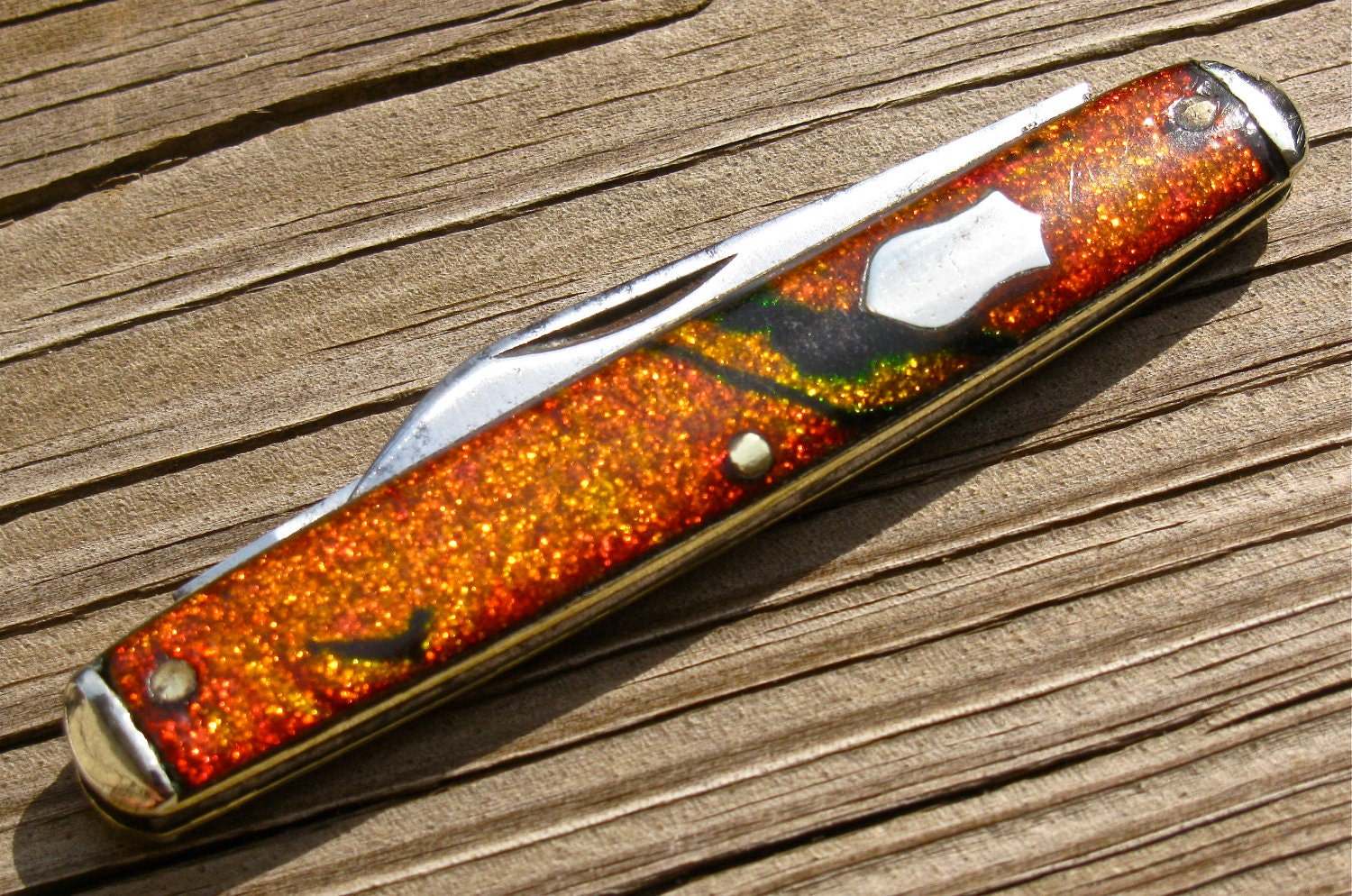 Vintage Berkshire Cut Co USA Pocket Knife with Glitter Swirl