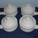 White Glazed French Onion Soup Bowls/Crocks With Lids-Set of 4