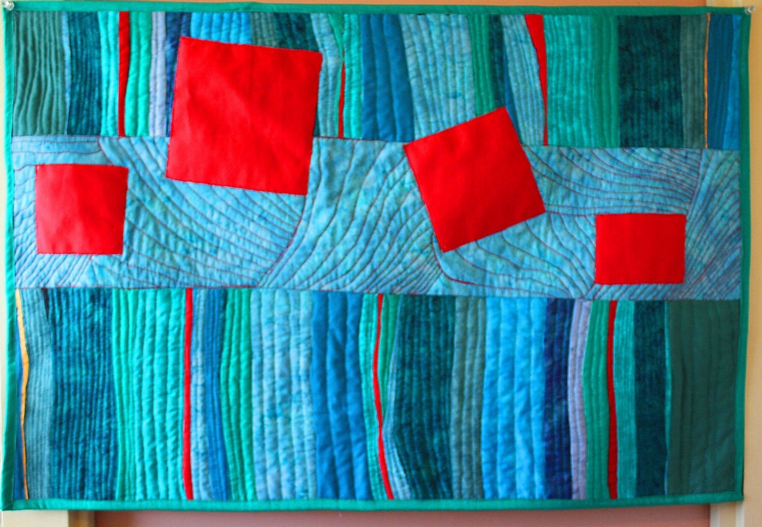 Modern Abstract art quilt wall hanging WOWSERS