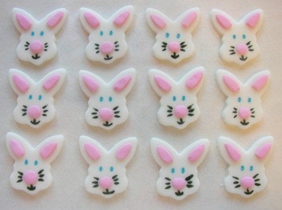 Edible Easter Rabbits - Fondant Cupcake Toppers - White Rabbits - Easter Bunny Toppers Il_570xn