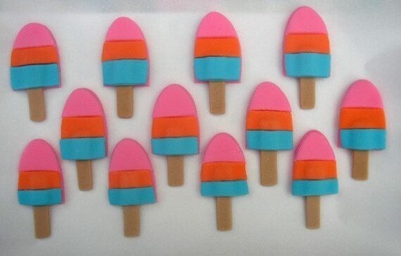 Fondant Cupcake Toppers - Posicle, Ice Pop - Edible Popsicle Toppers Il_570xn
