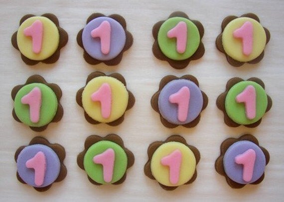 Fondant Cupcake Toppers - 1st Birthday Flower Il_570xn