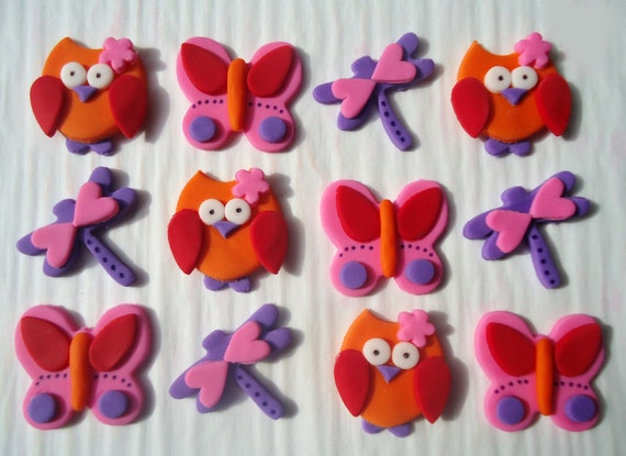 Fondant Cupcake Toppers - Colorful Garden Il_570xn