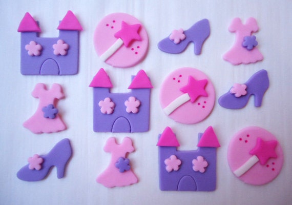 Edible Princess Cupcake Toppers - Fondant Cupcake Toppers - Princess Il_570xn