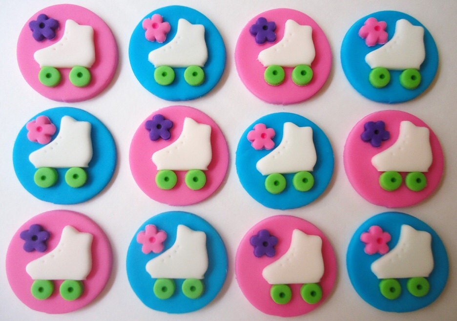 Items similar to Edible Cupcake Toppers Roller Skates Fondant