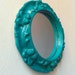 Small Round Mirror - Ornate Vintage Frame in Bright Turquoise