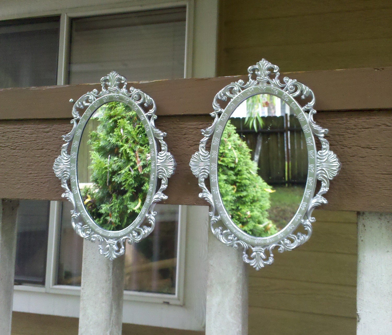 Oval Wall Mirror Set in Decorative Vintage by SecretWindowMirrors