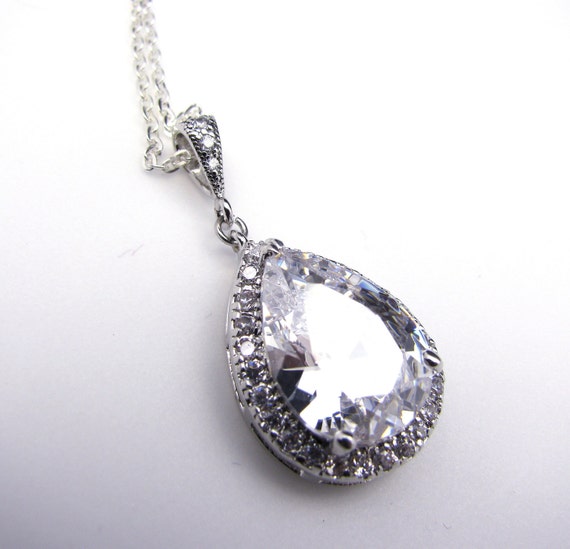wedding bridal jewelry pendant necklace bridesmaid gift party prom ...