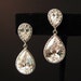 Clear white teardrop cz on teardrop cz post earrings - Free US shipping