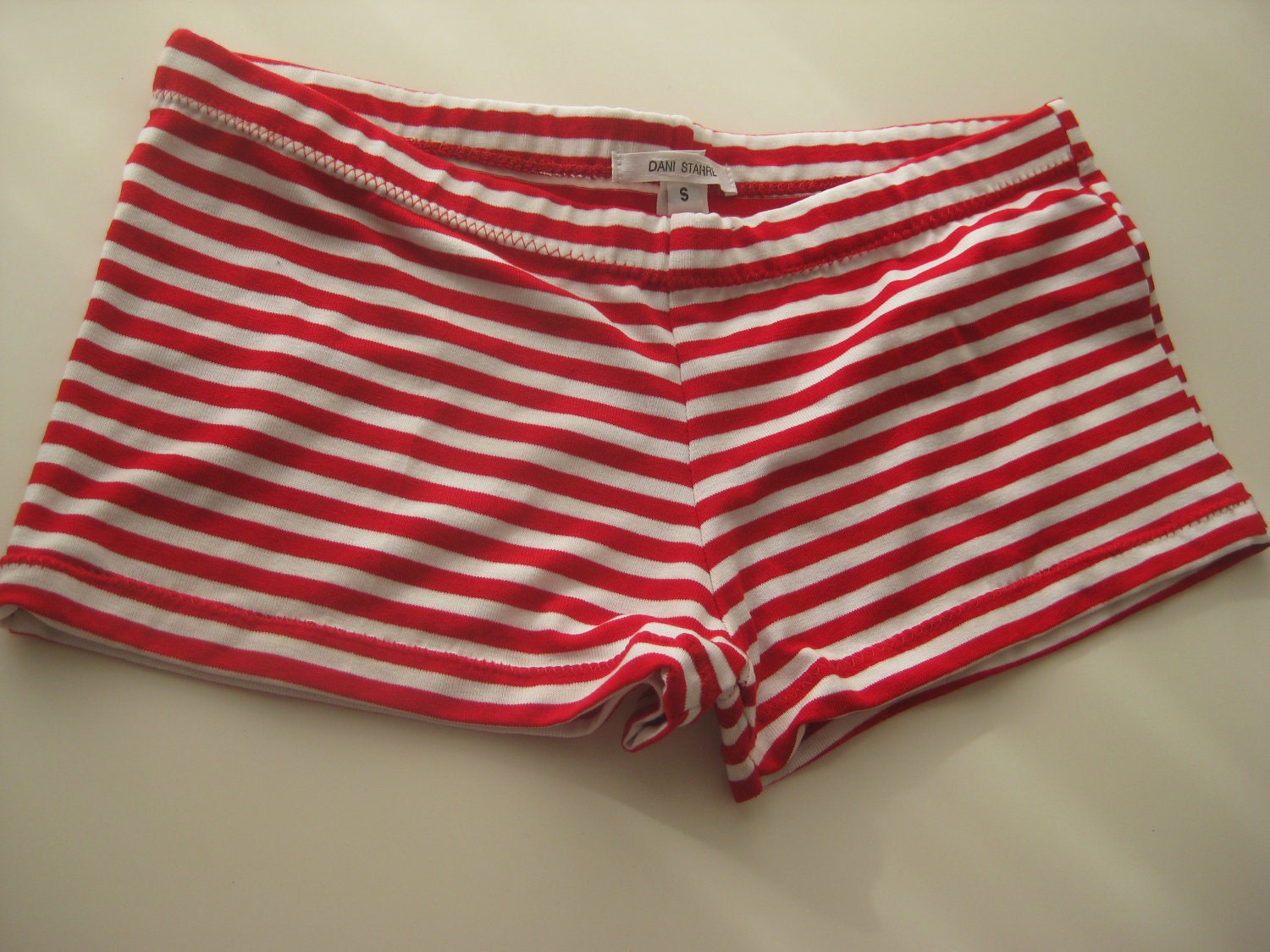 Red and White Striped Short Shorts Great Roller Derby