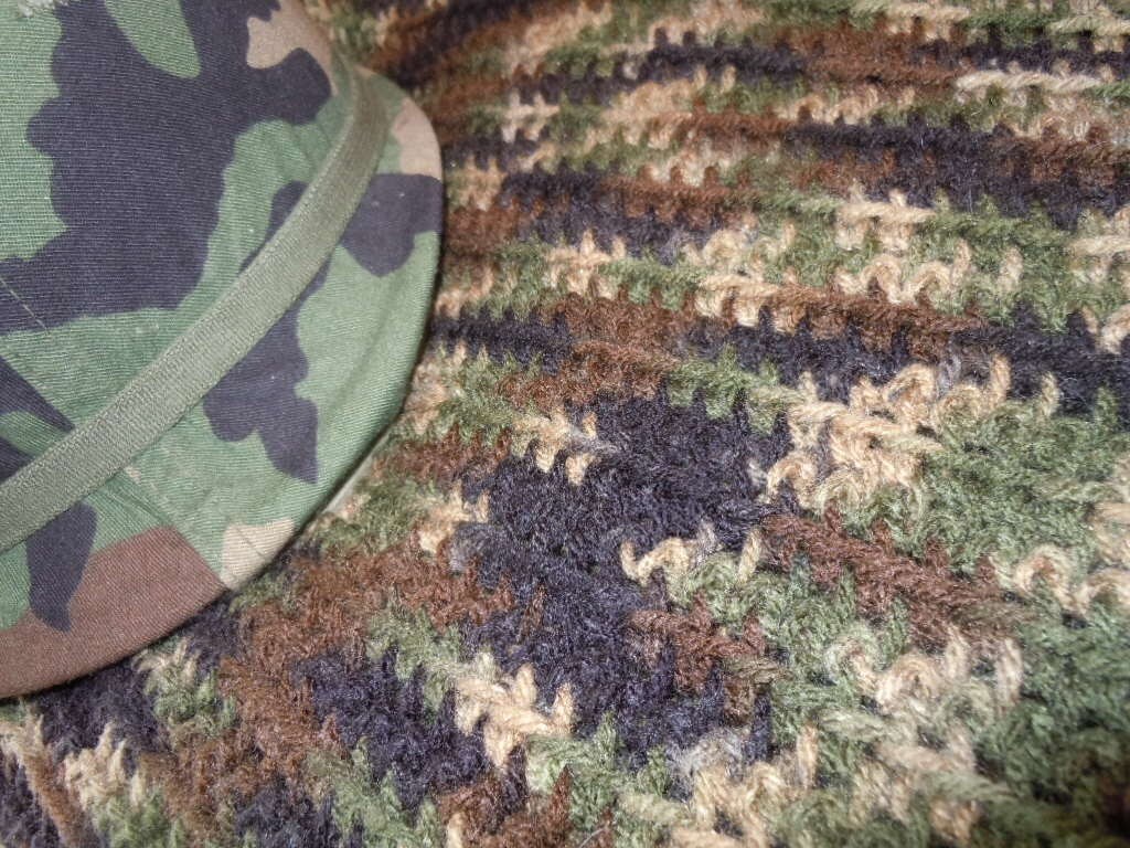 Camouflage Army Military Crocheted Afghan