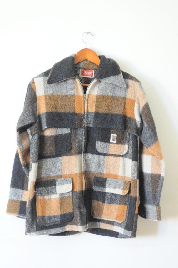 70's PLAID LUMBER JACKET / Checkered Coat for Fall and