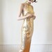 Vintage GOLD SEQUIN Sexy Gown by Ted Lapidus Halter Style Glamorous Hollywood Style