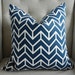 Decorative Designer Pillow Cover - 18X18 - Decorators Walk by Schumacher Chevron Print in navy - Pattern on the front