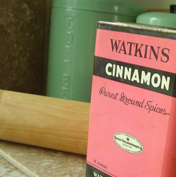 Vintage PINK Watkins Cinnamon Spice TIN Canister RETRO