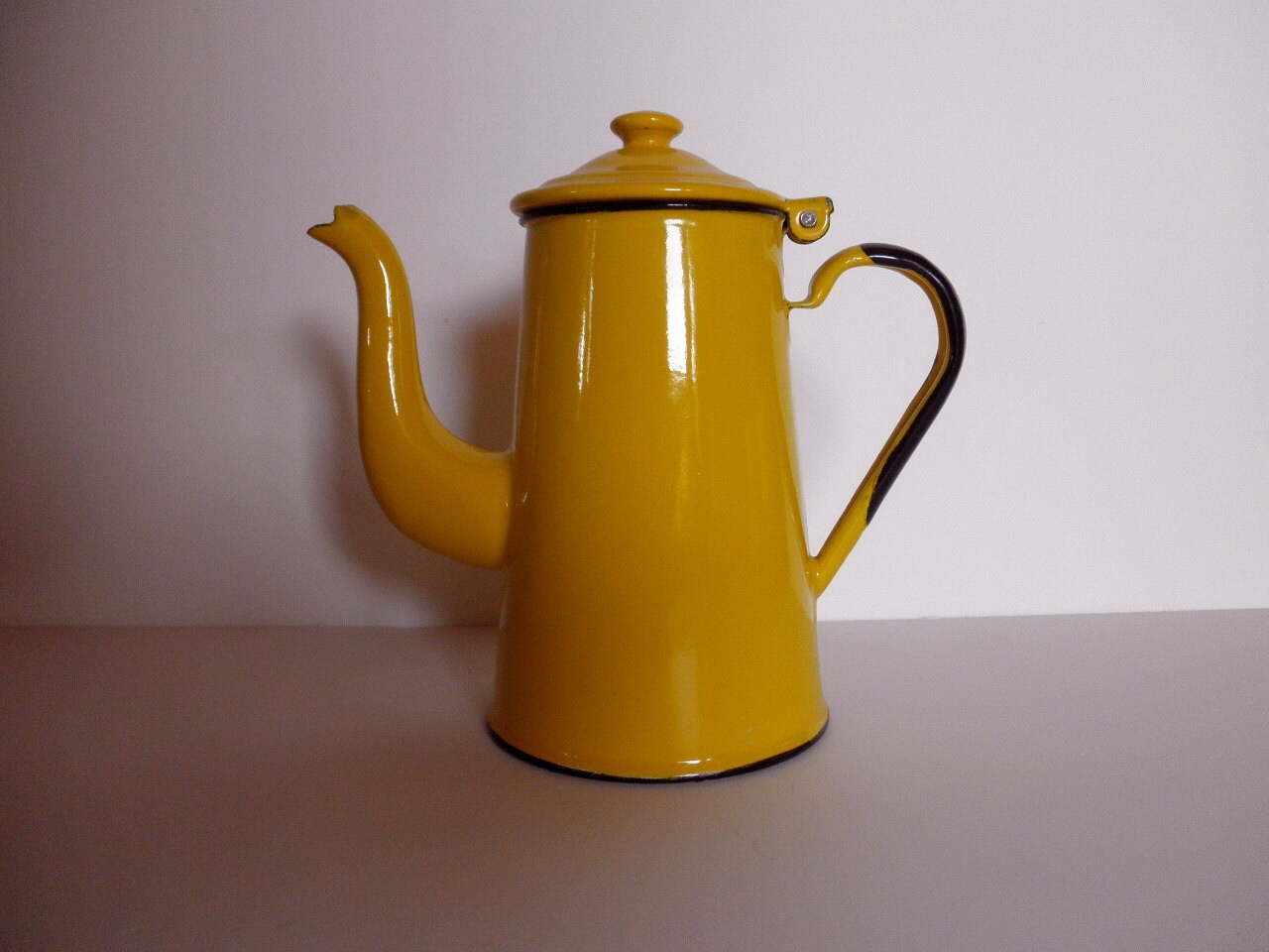 Vintage Yellow ENAMELWARE COFFEE POT Made in Poland