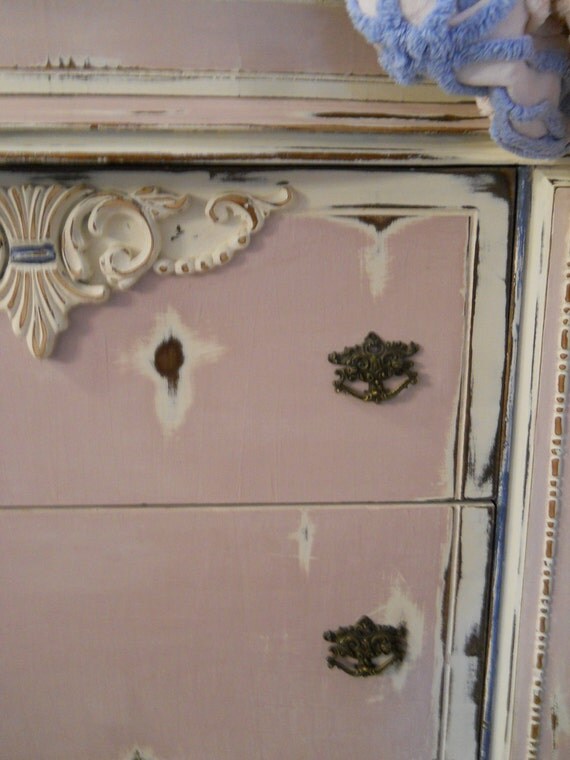 Vintage Shabby Distressed Painted HighBoy Dresser