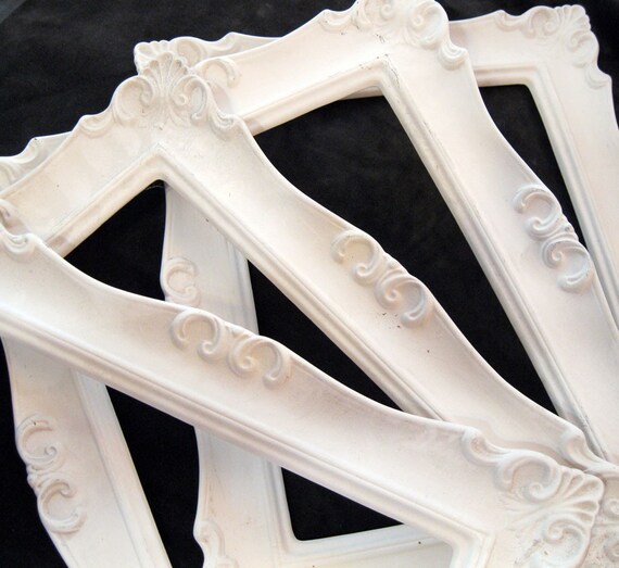 4 large BISQUE frames decorative ornate flourished