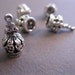 5 metal CROWN charms - three dimensional, antiqued silver finish