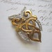 vintage OWL pin - gold tone metal with rhinestones