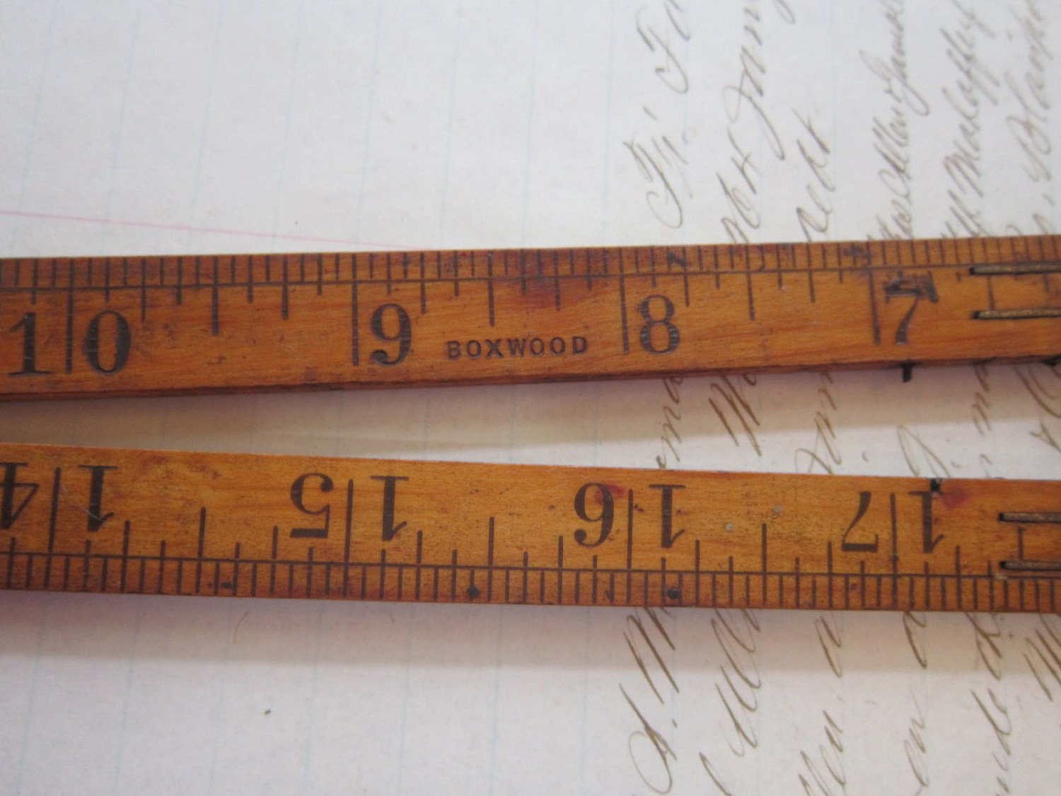 antique folding wooden ruler metal wood 24 inches by 