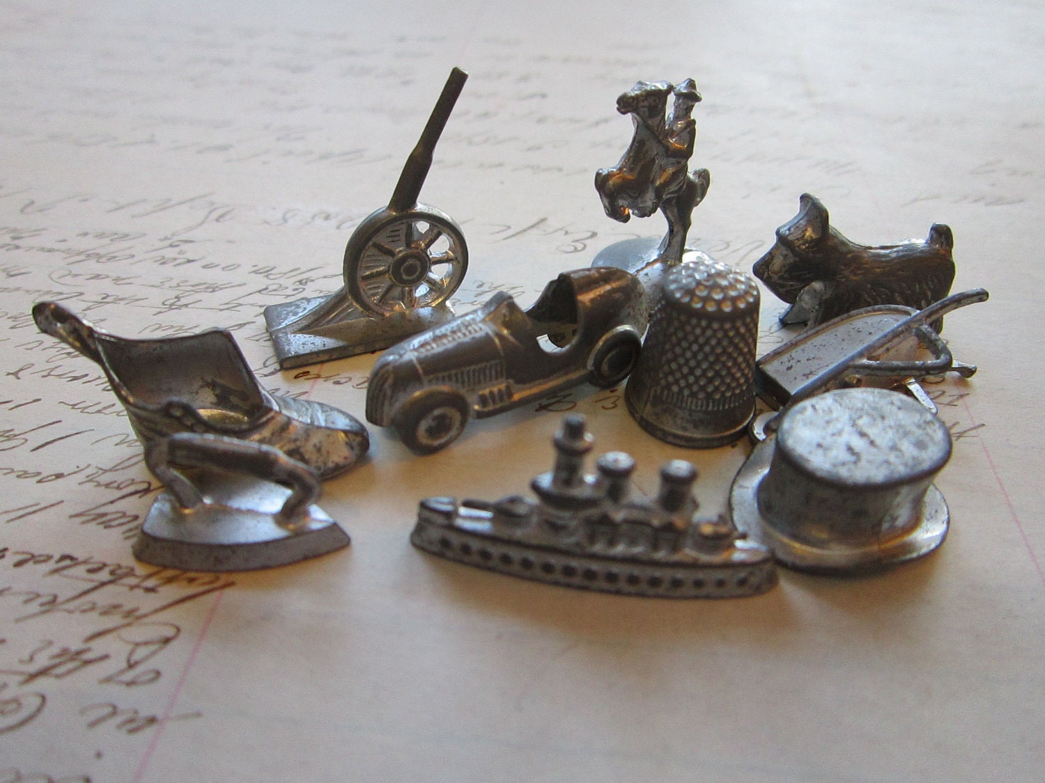 vintage monopoly pieces 10 cast metal pieces by theartfloozy