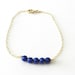 Lapis bead bar bracelet, capri, modern delicate jewelry SALE