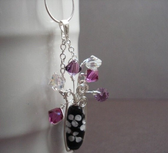 Life Collection Crystal Flower Vase Pendant Necklace