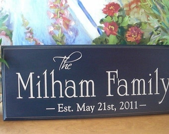 FAMILY NAME Sign Carved Wood Personalized Family Name Sign 4R28