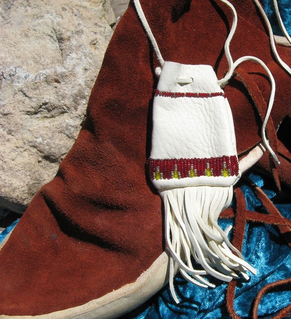 Native American beaded leather pouch
