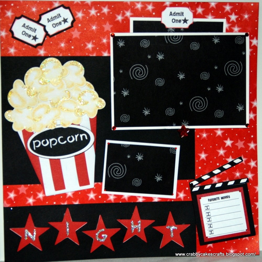 Custom Scrapbook 12x12 2 Page Movie Night Layout