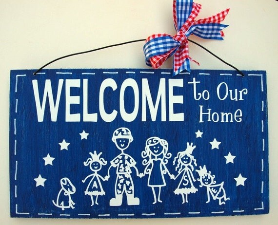 Stick Figure Family Welcome Signs by household6handmade on Etsy