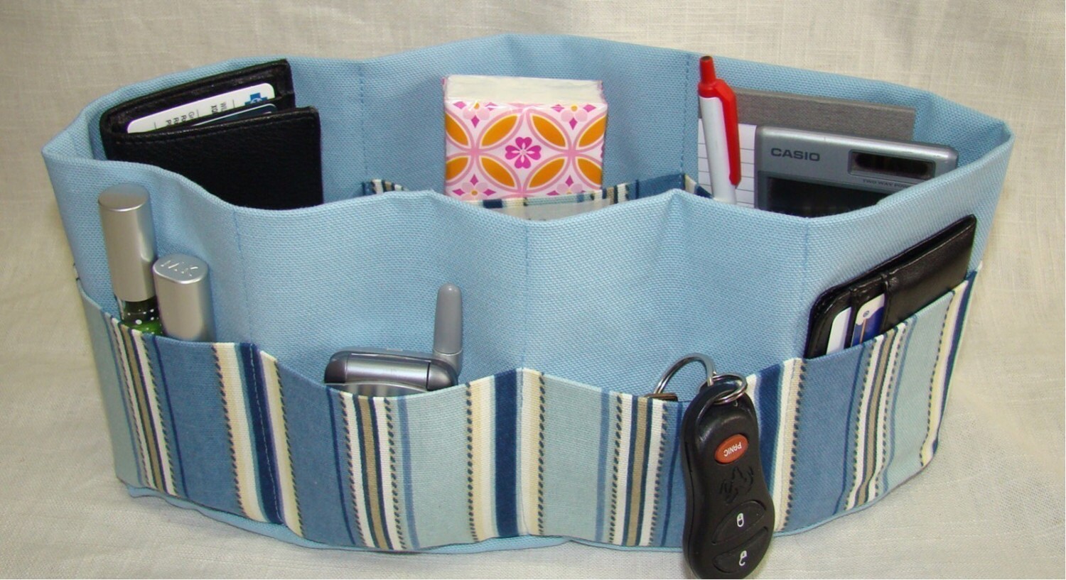 PURSE ORGANIZER INSERT / Light Blue Stripe / Mini extra