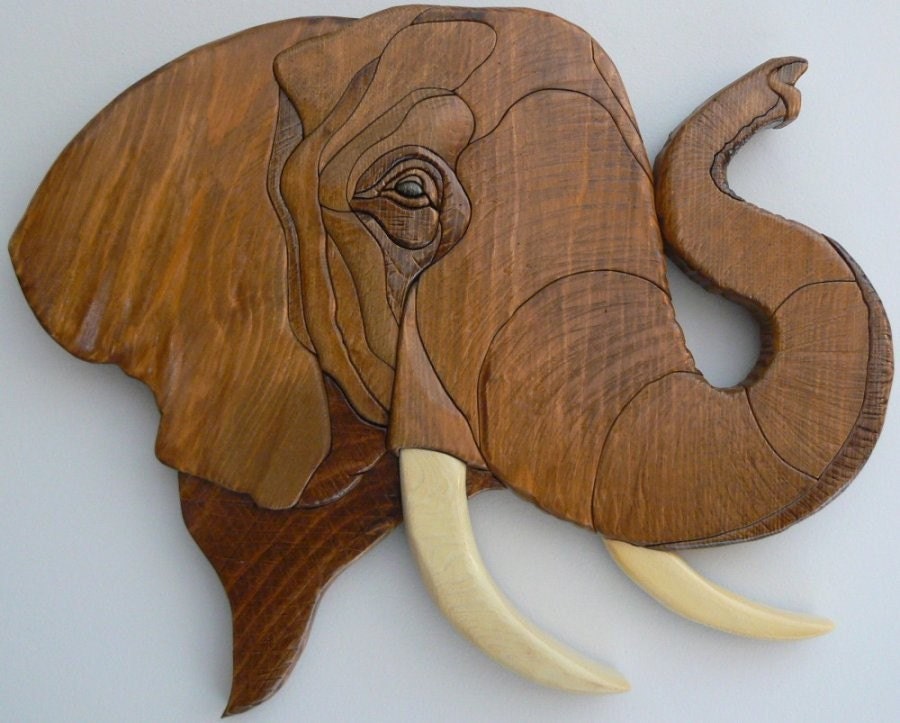 Elephant Intarsia by intarsiabydebbie on Etsy