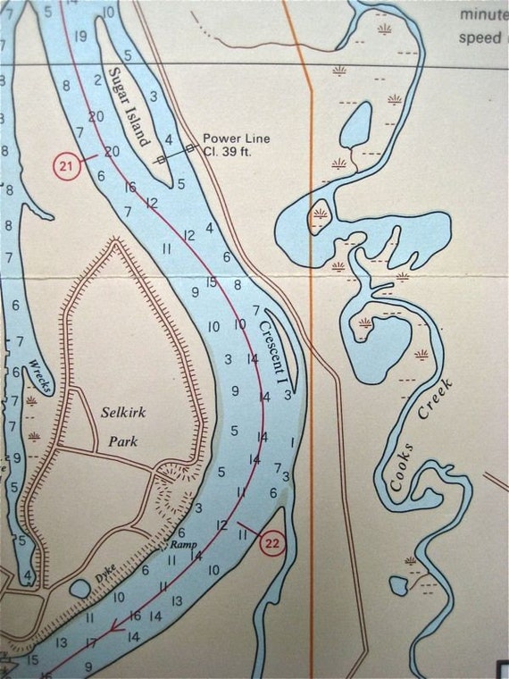 Red River Chart Nautical Map Western Manitoba Canada Prairies