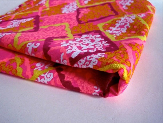 Vintage Neon Fabric 2 yards Fuschia Pink Purple Yellow