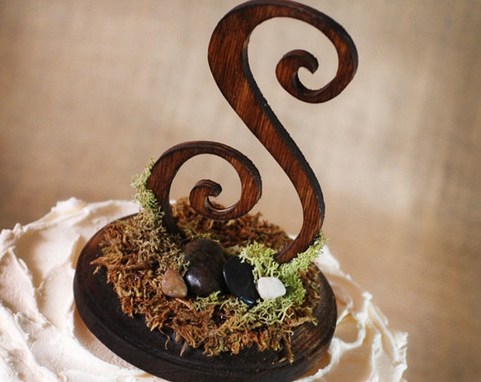 Rustic Wooden Monogram Cake Topper Woodsy Woodland Rustic Wooden Monogram Cake Topper Woodsy Woodland