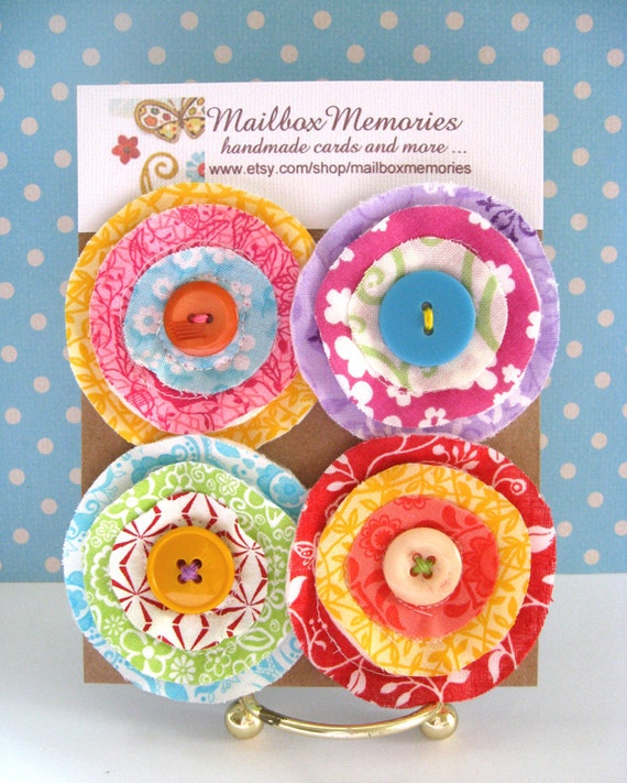 Items similar to Colorful Fabric Flower Embellishments, Appliques (Set