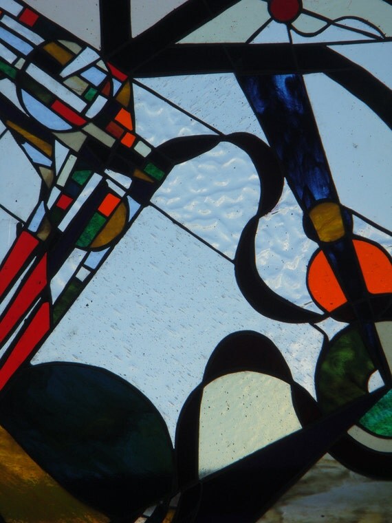 Bending Particle Waves Stained Glass Panel