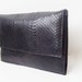 Vintage 1970s black snake skin envelope clutch bag purse