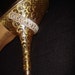 Vintage 1950s Rhinestone Lucite Heel T-Strap Slingback Shoes with Gold Swirls and Rhinestone Details, Size 8-1/2 or 9