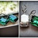 Emerald Green Earrings Bridal Jewellery Octagon Shaped Silver Plated Leverback Forest Jewel Tone Crystal Jewels