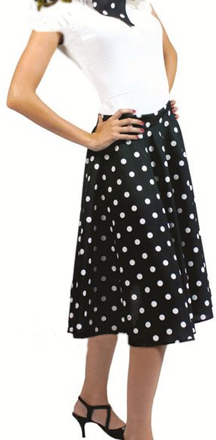Polka Dot Cotton Circle Skirt Plus Size Knee Length