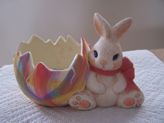 Ceramic EASTER BUNNY with Egg by NanJac on Etsy